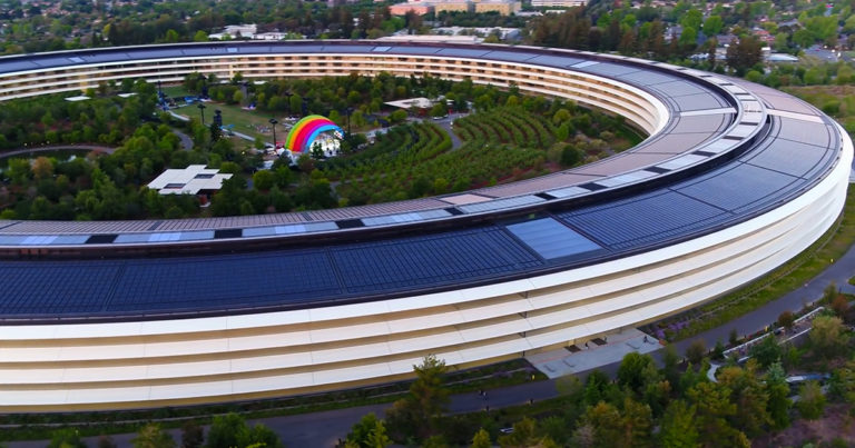 A drone flies over the Apple Park and discovers a mysterious hidden ...