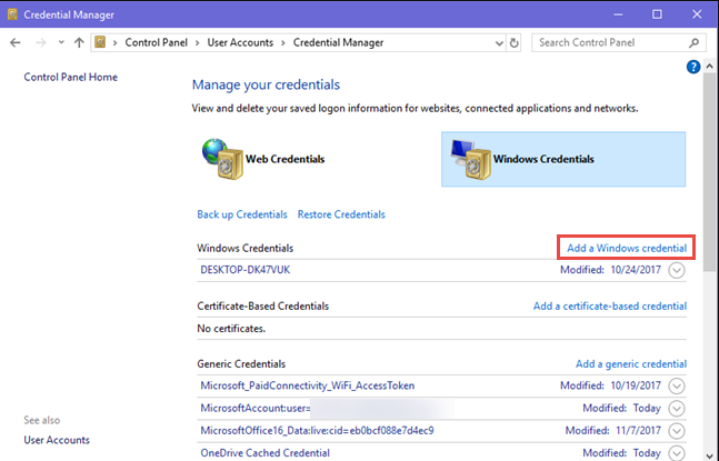 Credential manager windows 10 отключить